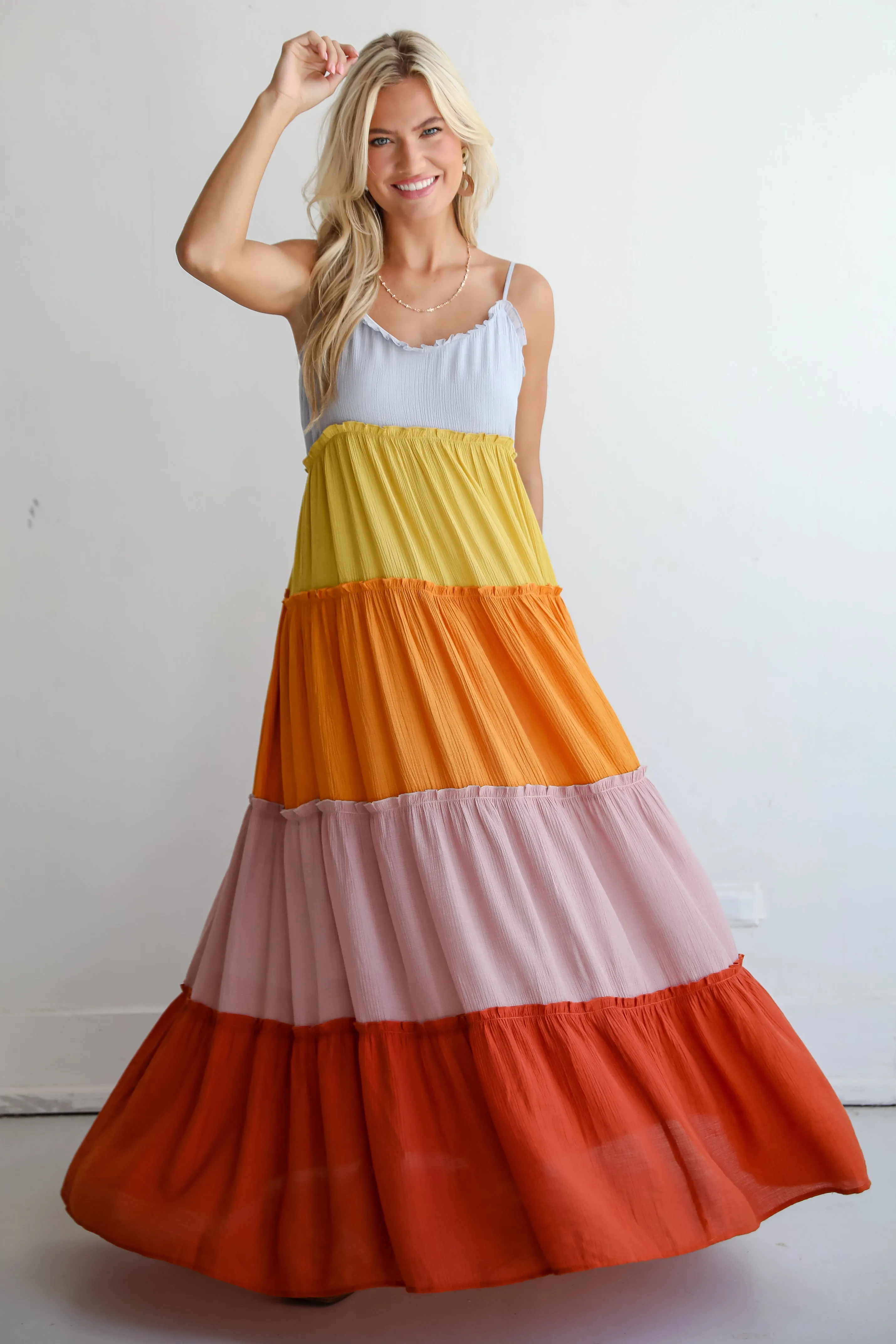 FINAL SALE - Compelling Aesthetic Color Block Maxi Dress