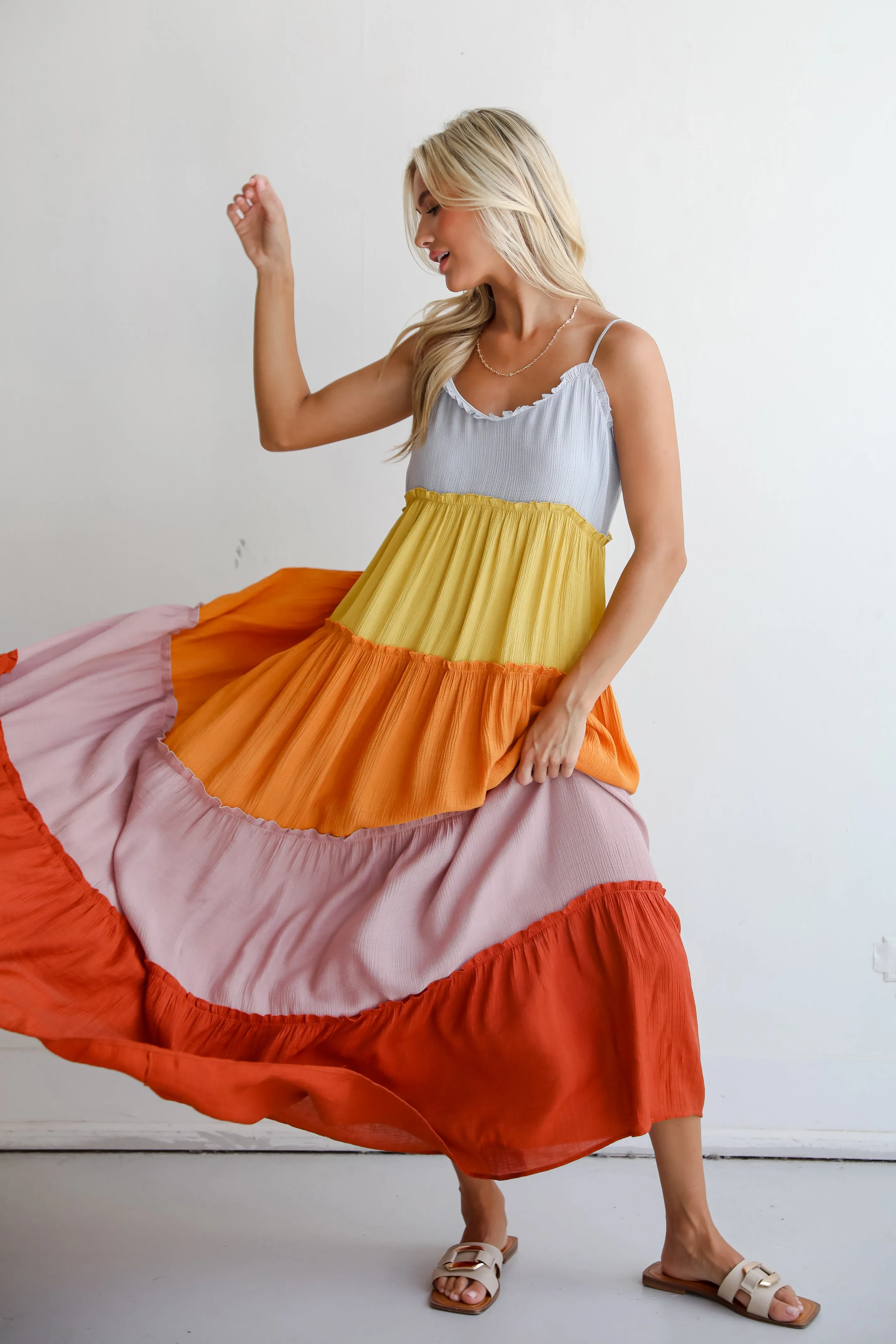 FINAL SALE - Compelling Aesthetic Color Block Maxi Dress