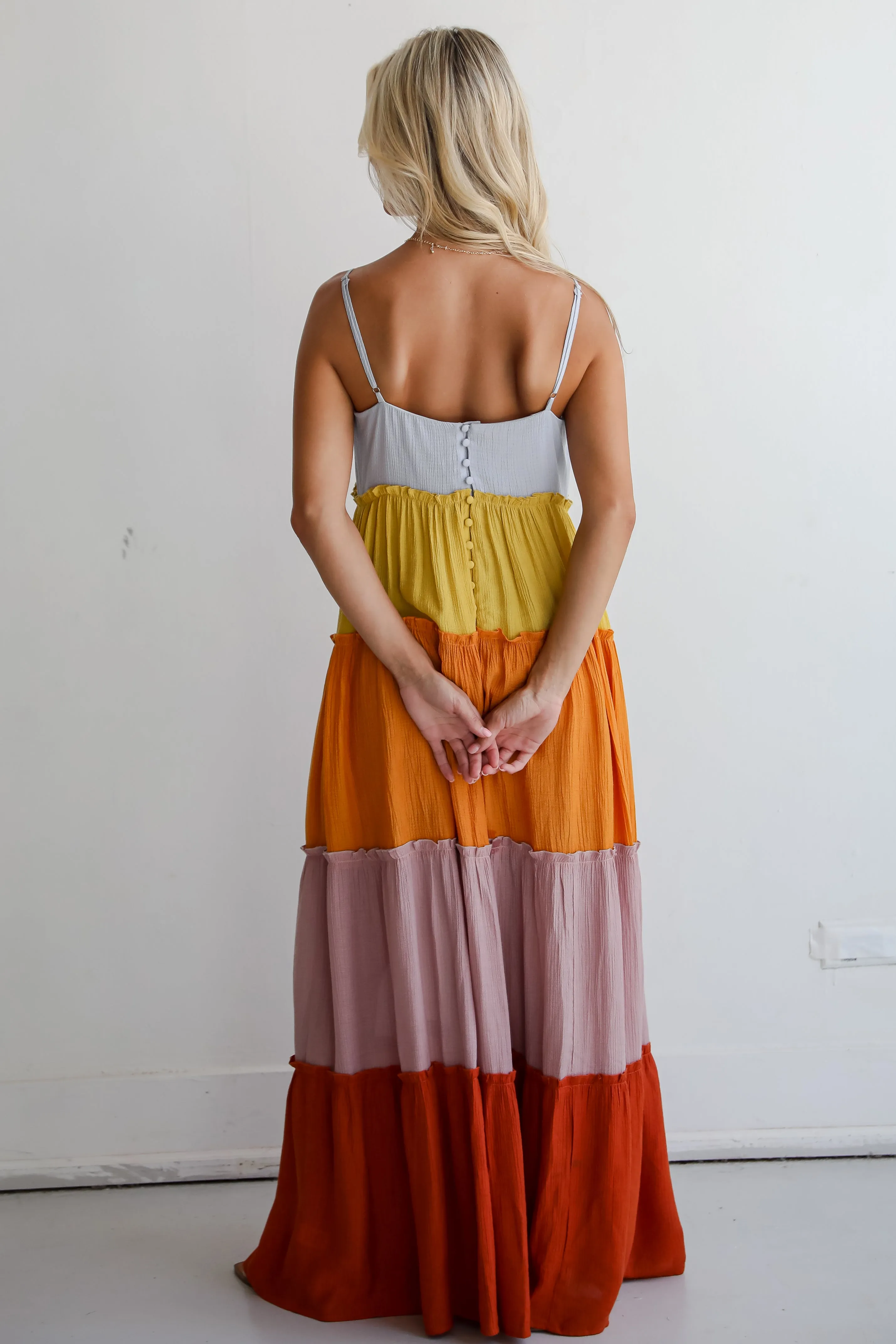 FINAL SALE - Compelling Aesthetic Color Block Maxi Dress