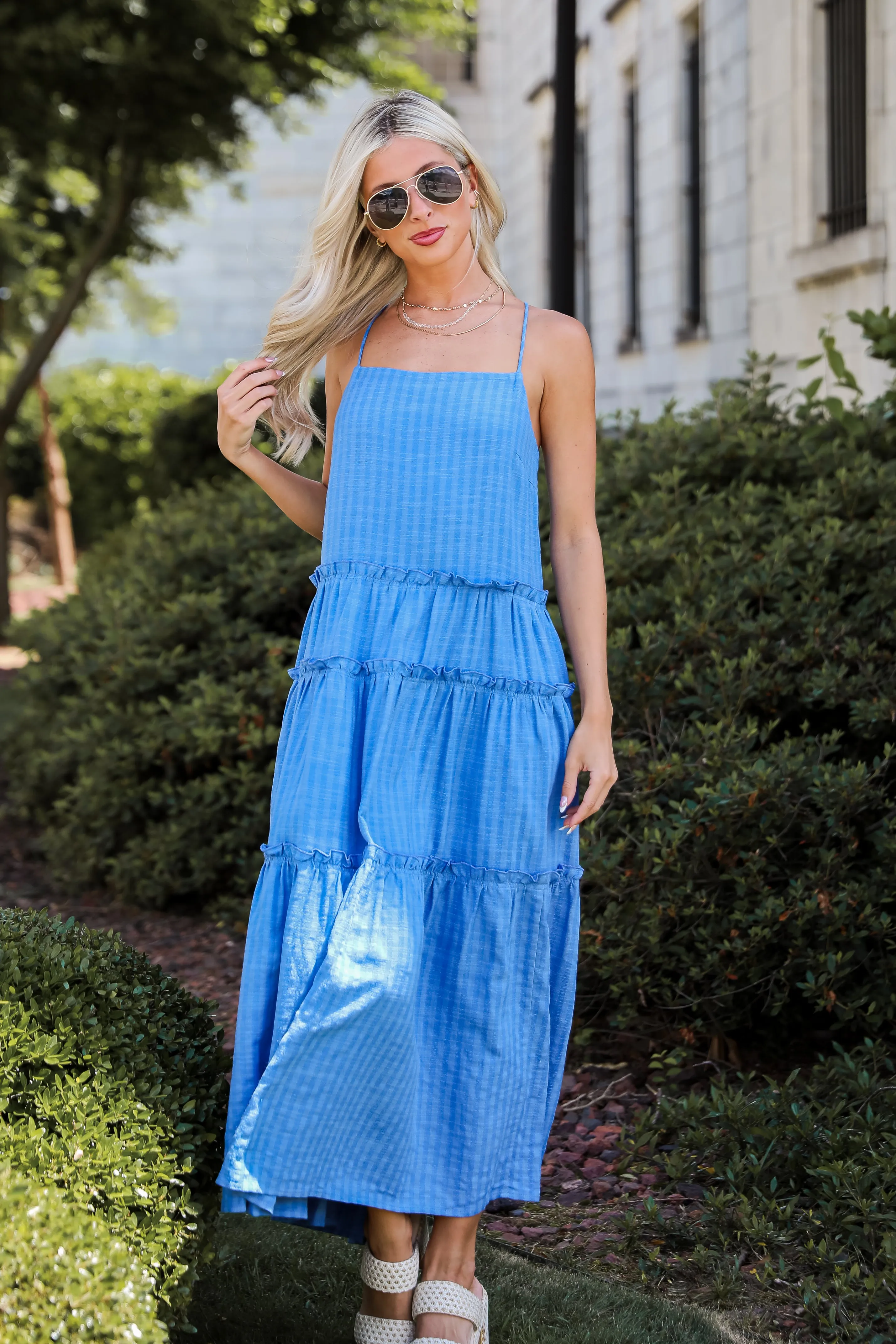 FINAL SALE - Uncommon Charm Blue Tiered Maxi Dress