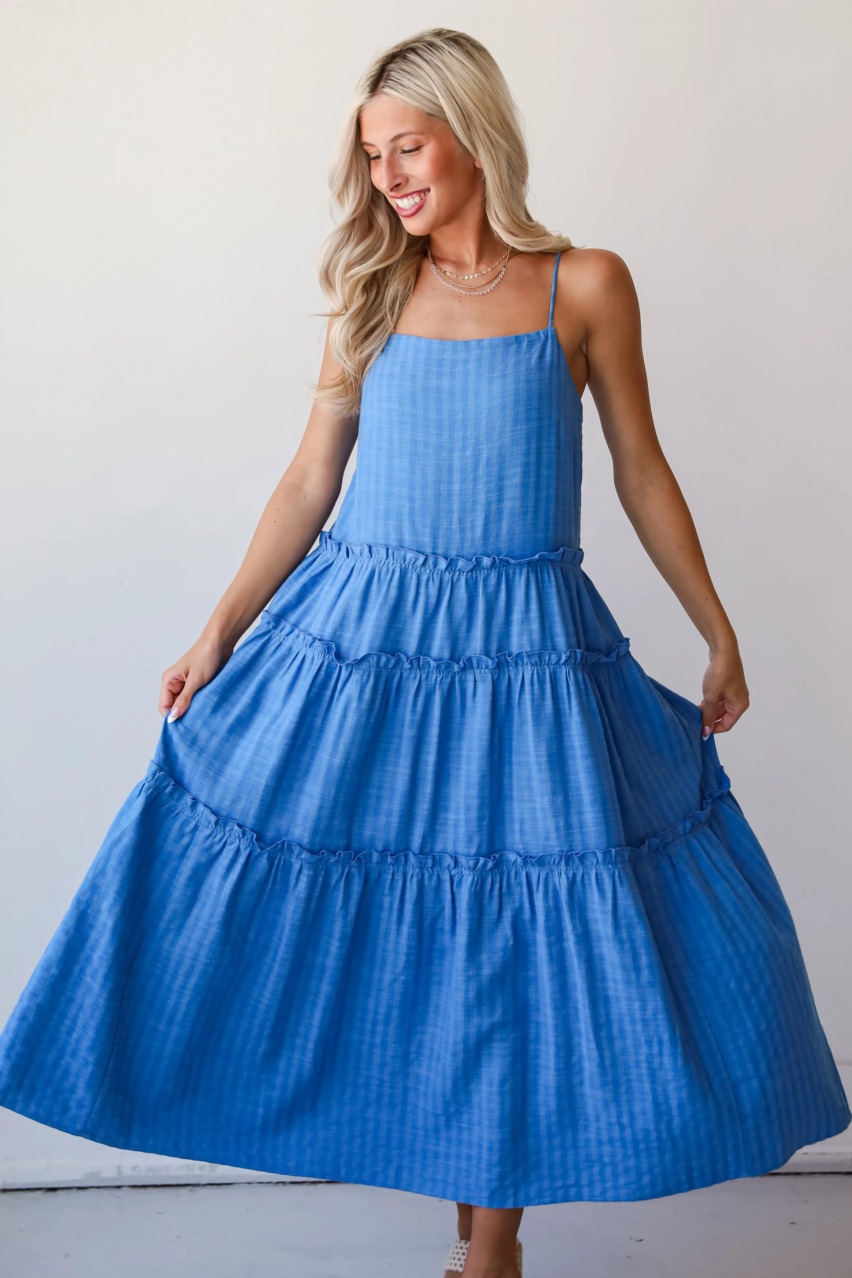 FINAL SALE - Uncommon Charm Blue Tiered Maxi Dress