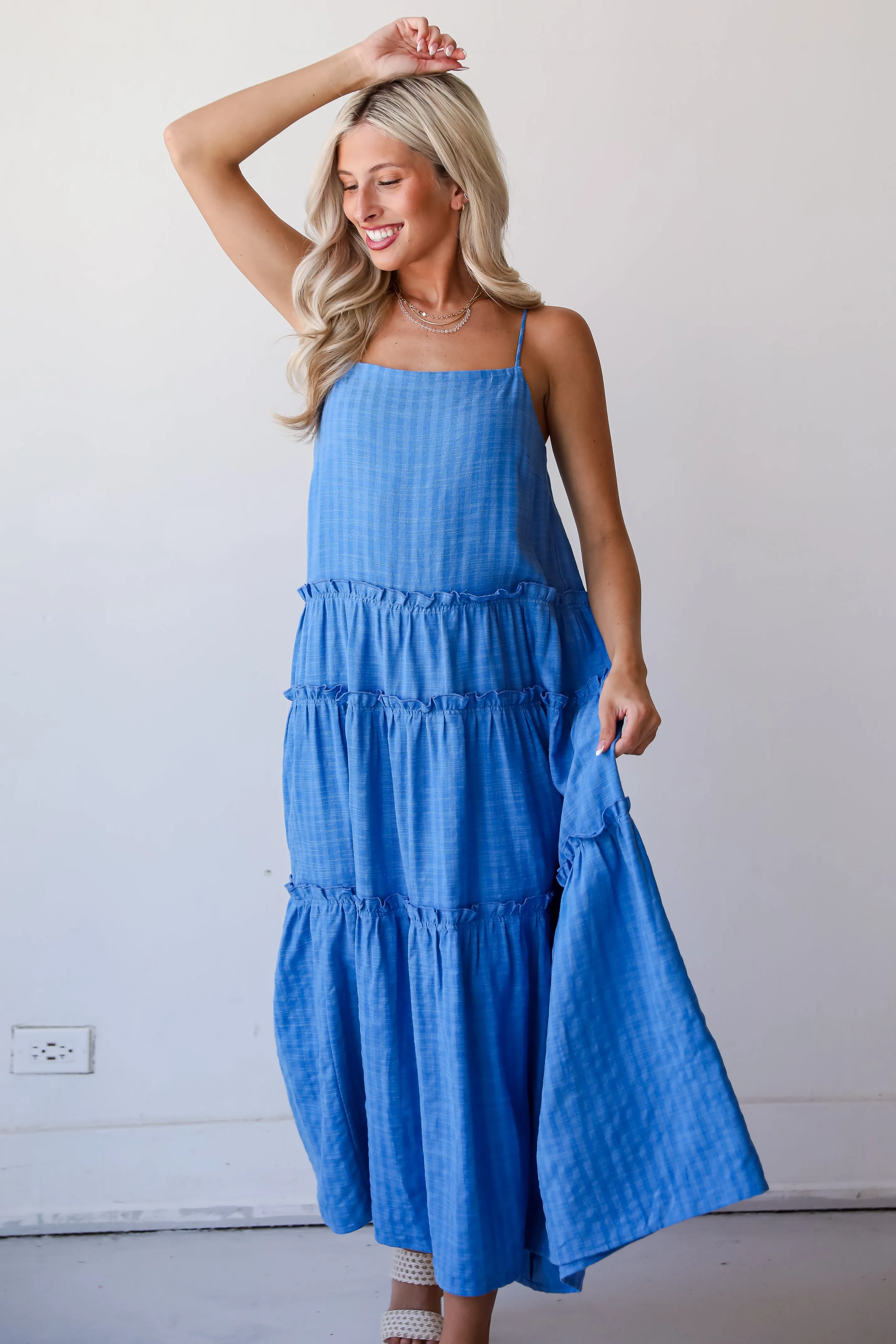 FINAL SALE - Uncommon Charm Blue Tiered Maxi Dress