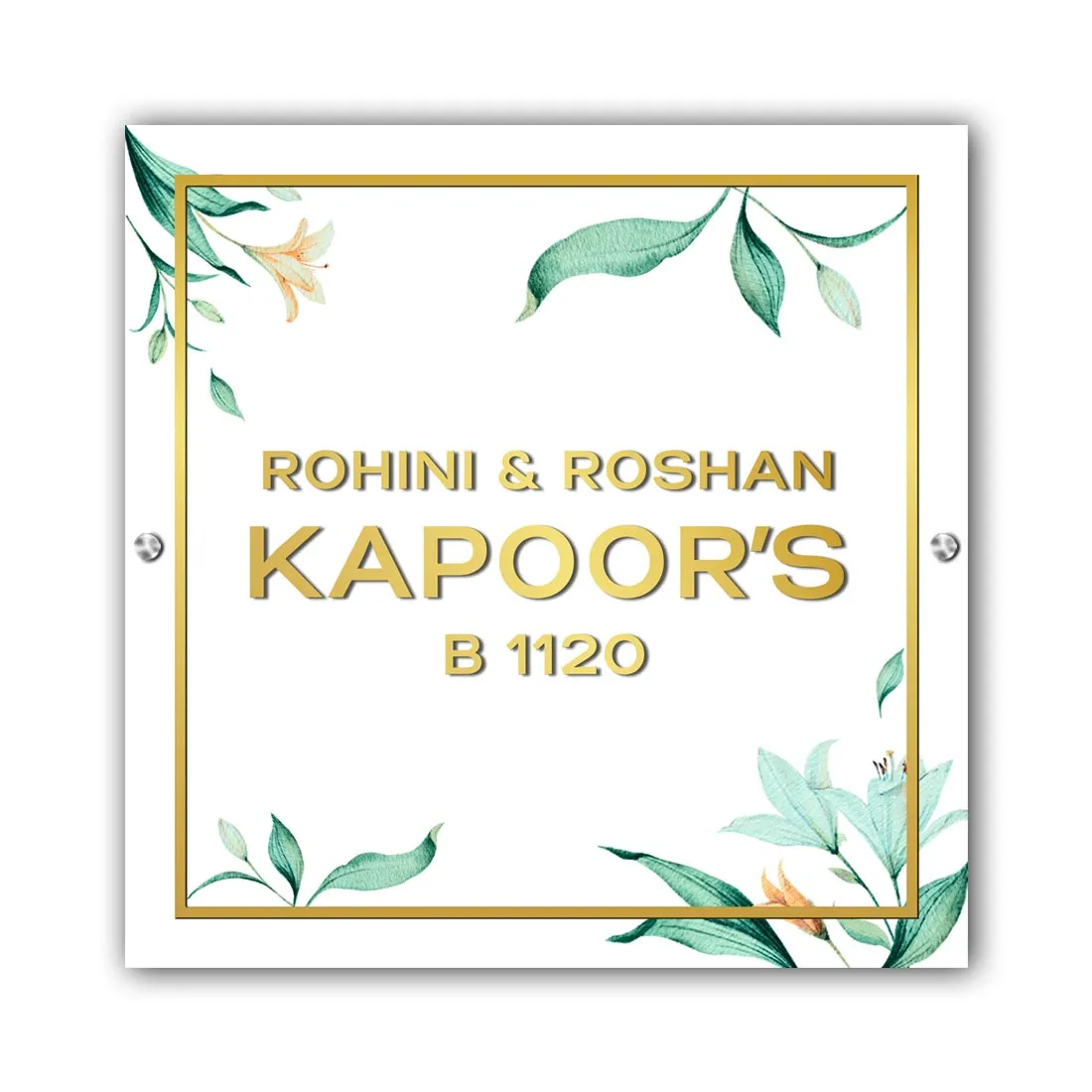 Floral Name Plate Designer Nameplates for Home With 3D Fonts