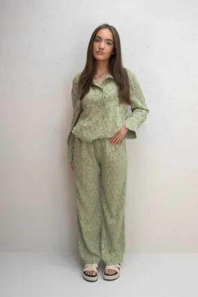 Florence Green Button Up Shirt & Straight Leg Trouser Co-Ord Set