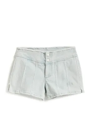 Front Yoke Paneled Side Slit Short In Indigo