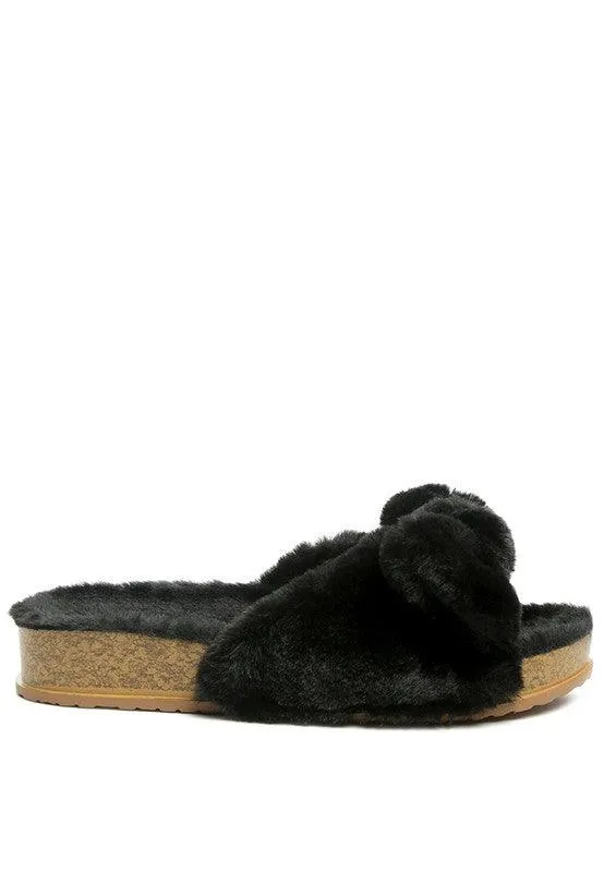 Fuzz Bow Fur Flats