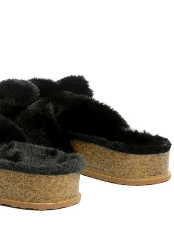 Fuzz Bow Fur Flats