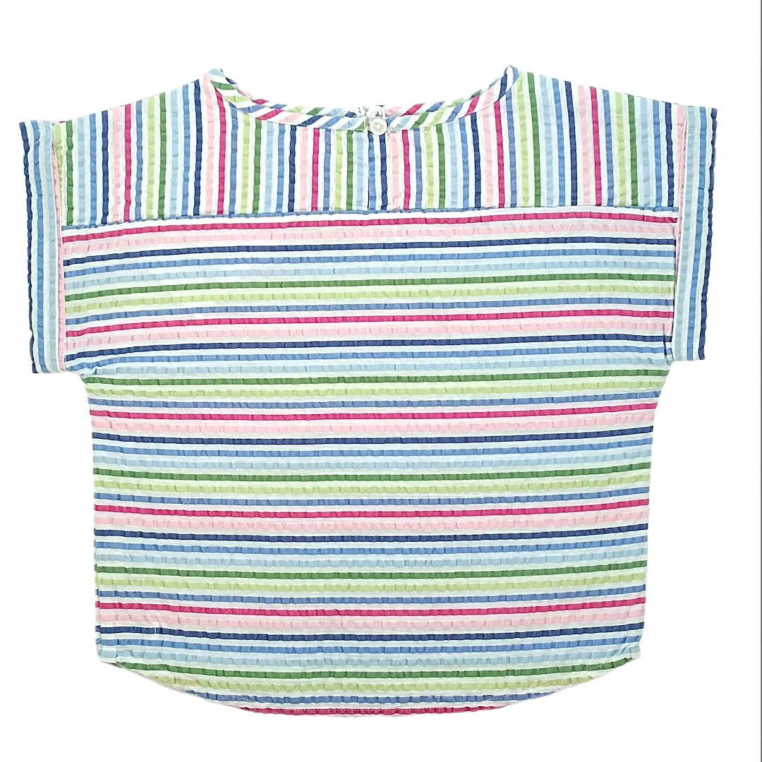 Girls multi color stripe seersucker