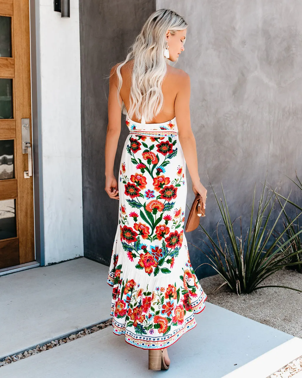 Granada Floral High Low Halter Dress