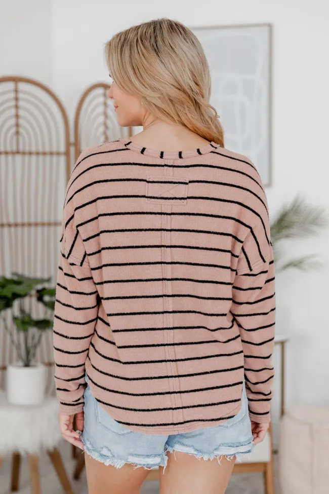 Grateful Life Mocha Striped Knit Top FINAL SALE