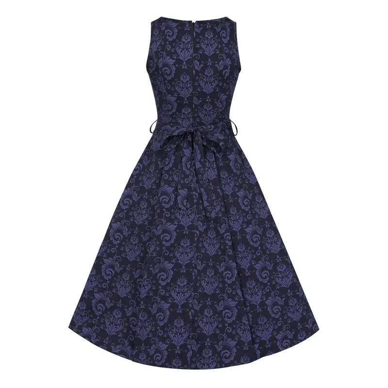 Hepburn Dress - Blue Damask