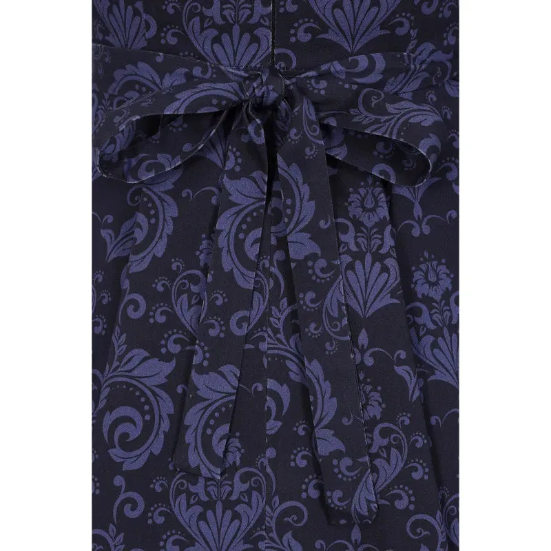 Hepburn Dress - Blue Damask