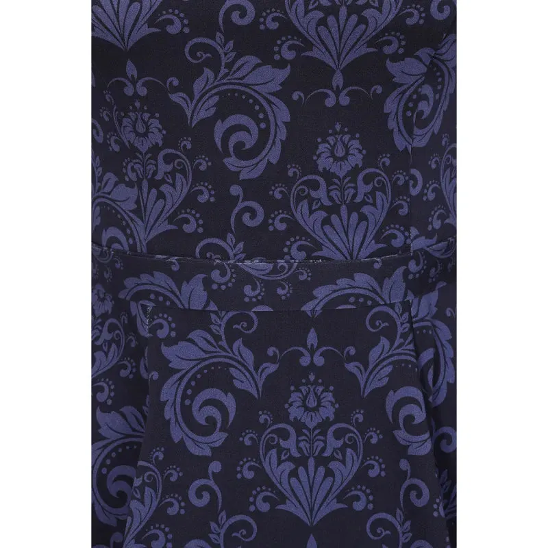 Hepburn Dress - Blue Damask