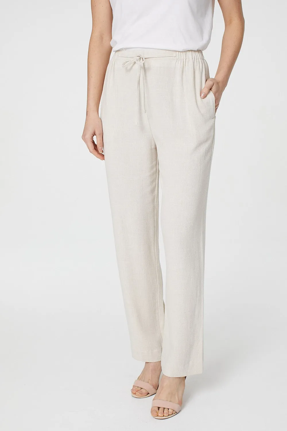 High Waist Wide Drawstring Trousers