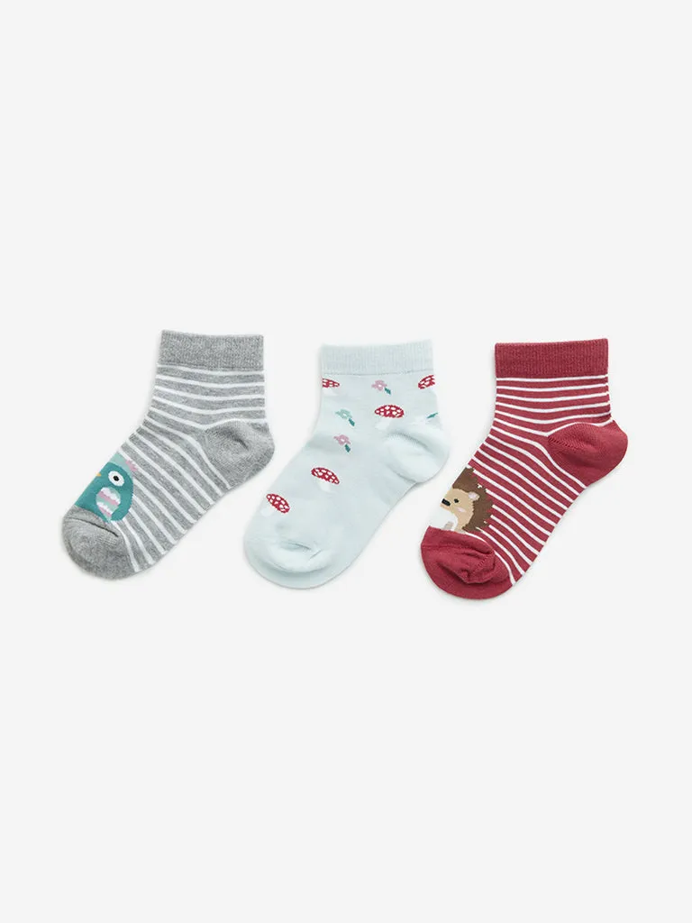 HOP Kids Multicolour Printed Socks - Pack of 3