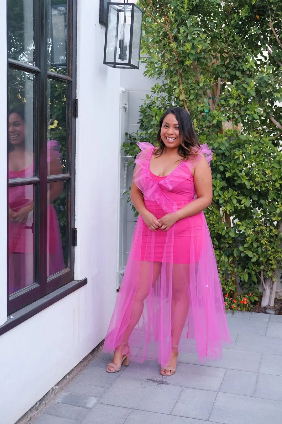 Hot Pink Ruffled Tulle Dress