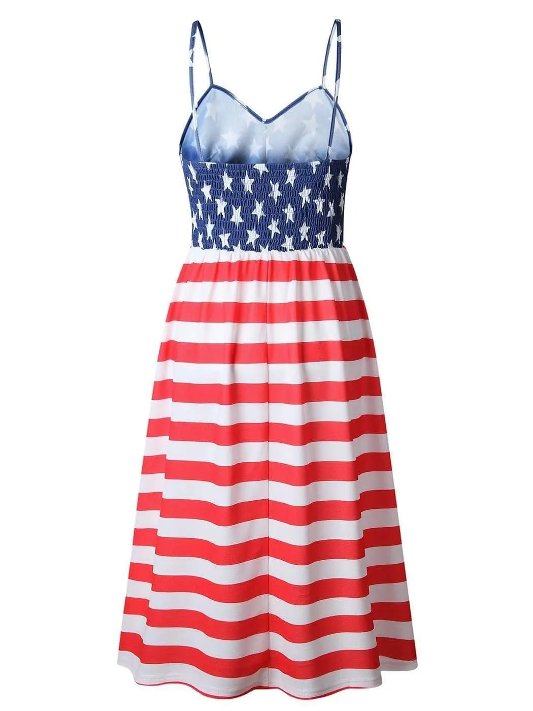 Independence Day Flag Dress With Suspenders And Buttons