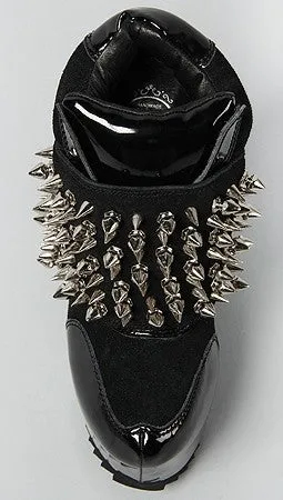 Jeffrey Campbell Spiked Dramo Shoe in Black Suede and Silver