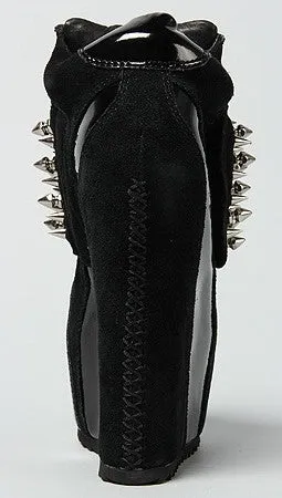 Jeffrey Campbell Spiked Dramo Shoe in Black Suede and Silver