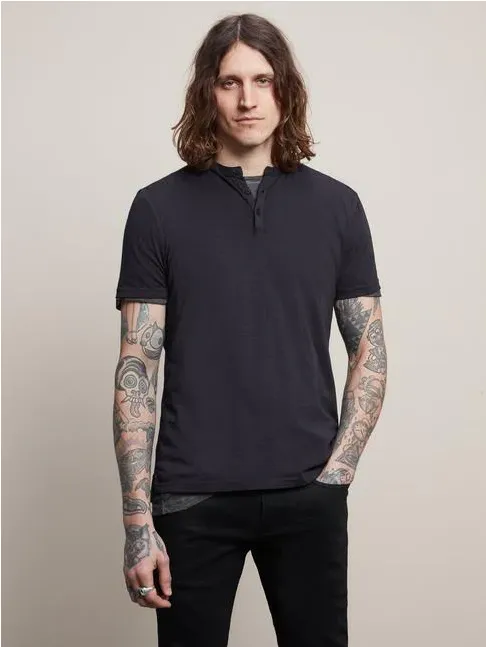 John Varvatos Burnout Henley, Navy