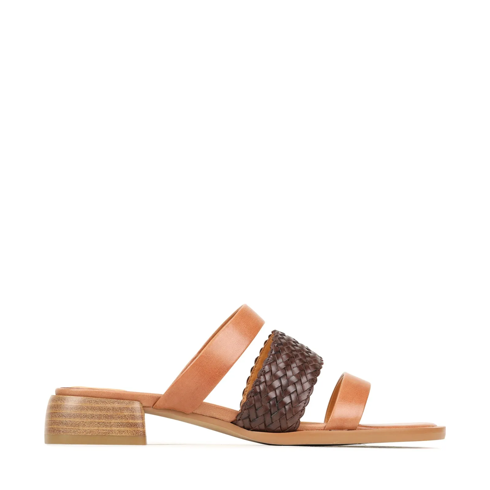 LATTICE BLOCK HEEL SLIDE LEATHER