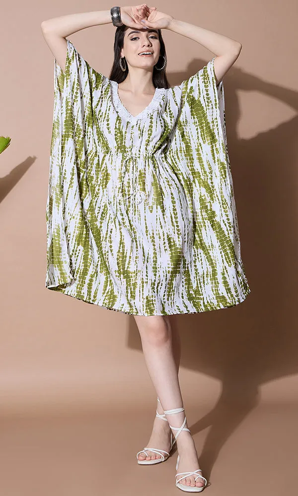 LEAF GREEN TIE-DYE KAFTAN