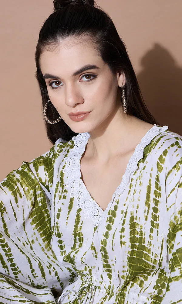 LEAF GREEN TIE-DYE KAFTAN