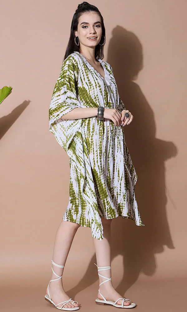 LEAF GREEN TIE-DYE KAFTAN