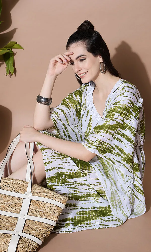 LEAF GREEN TIE-DYE KAFTAN