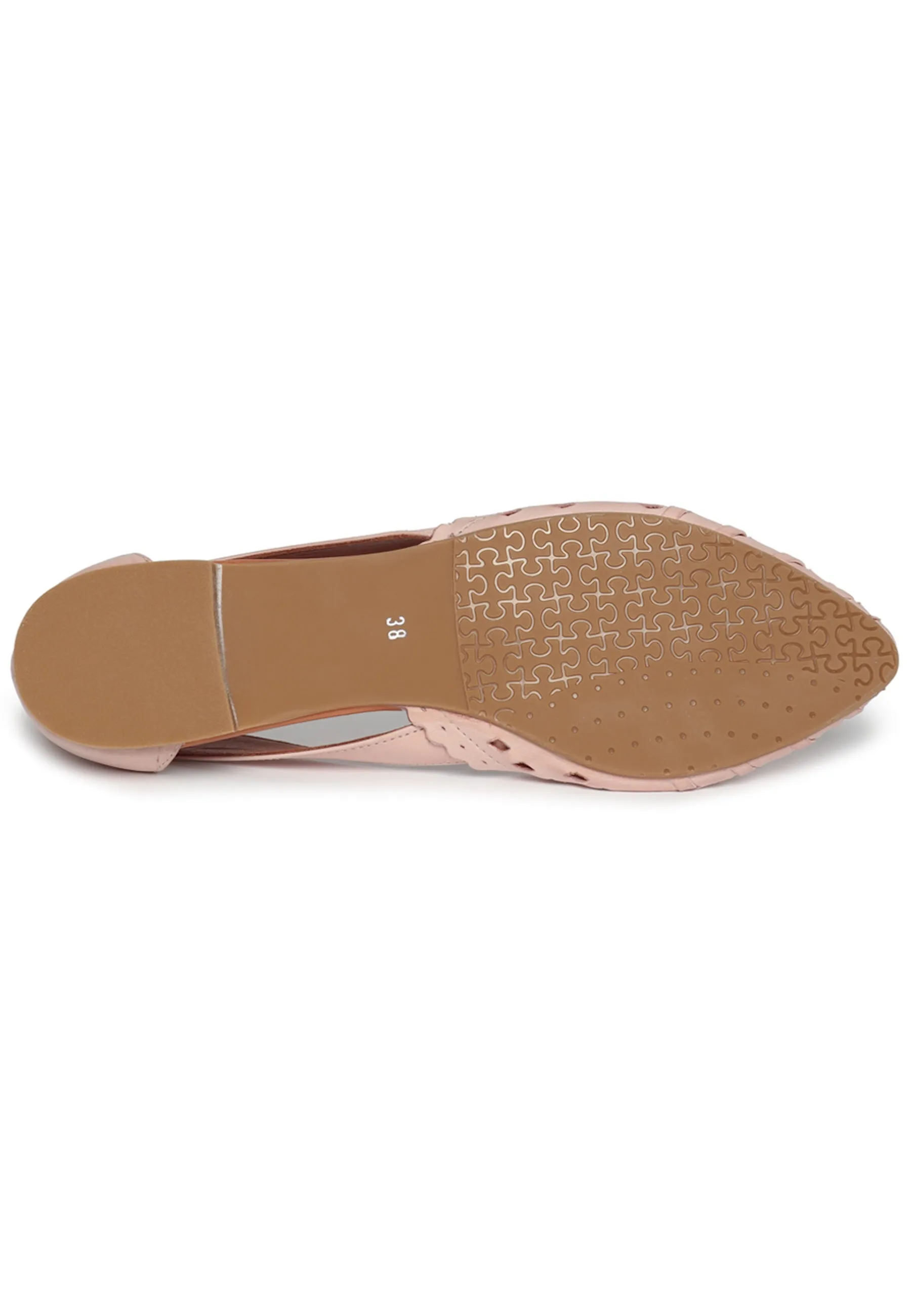 Leather Cut Ballerinas - Beige