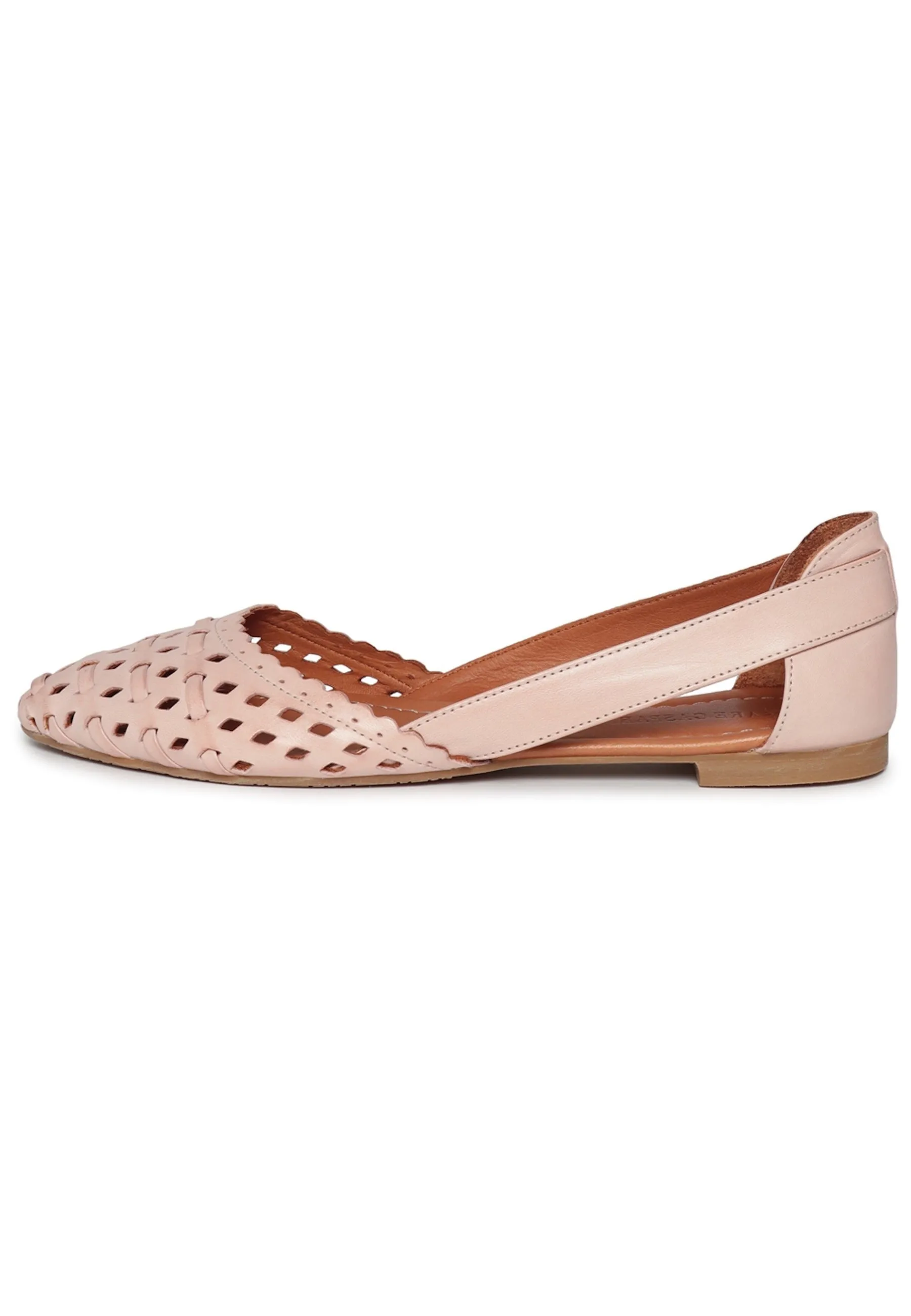 Leather Cut Ballerinas - Beige