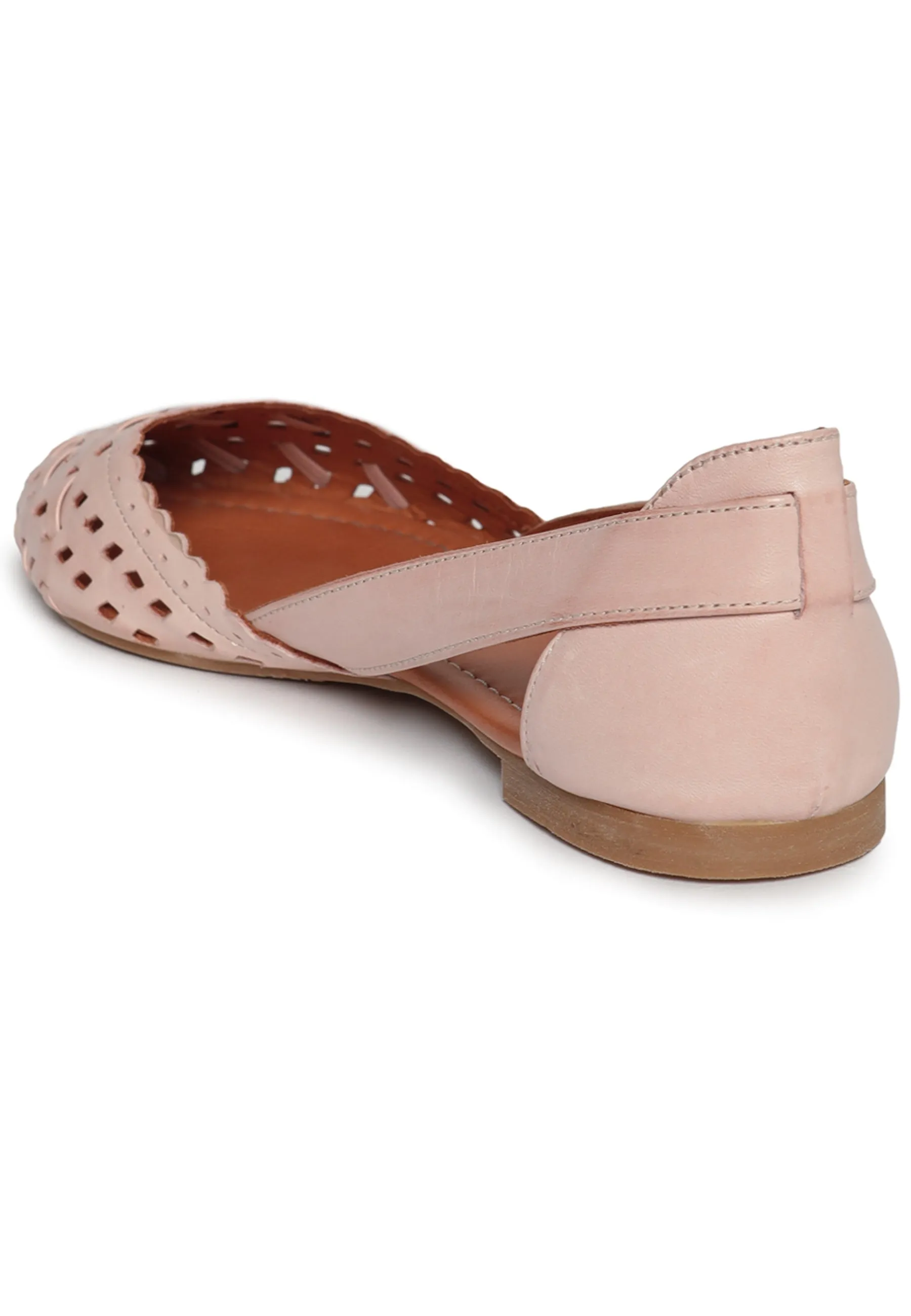 Leather Cut Ballerinas - Beige