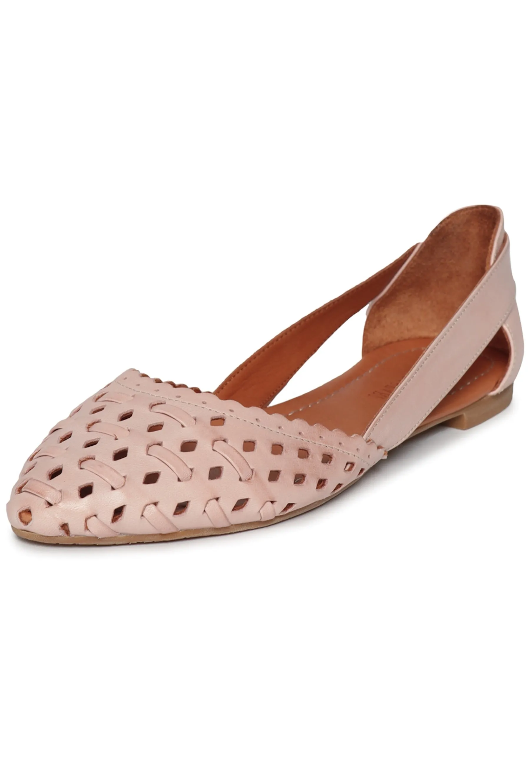 Leather Cut Ballerinas - Beige