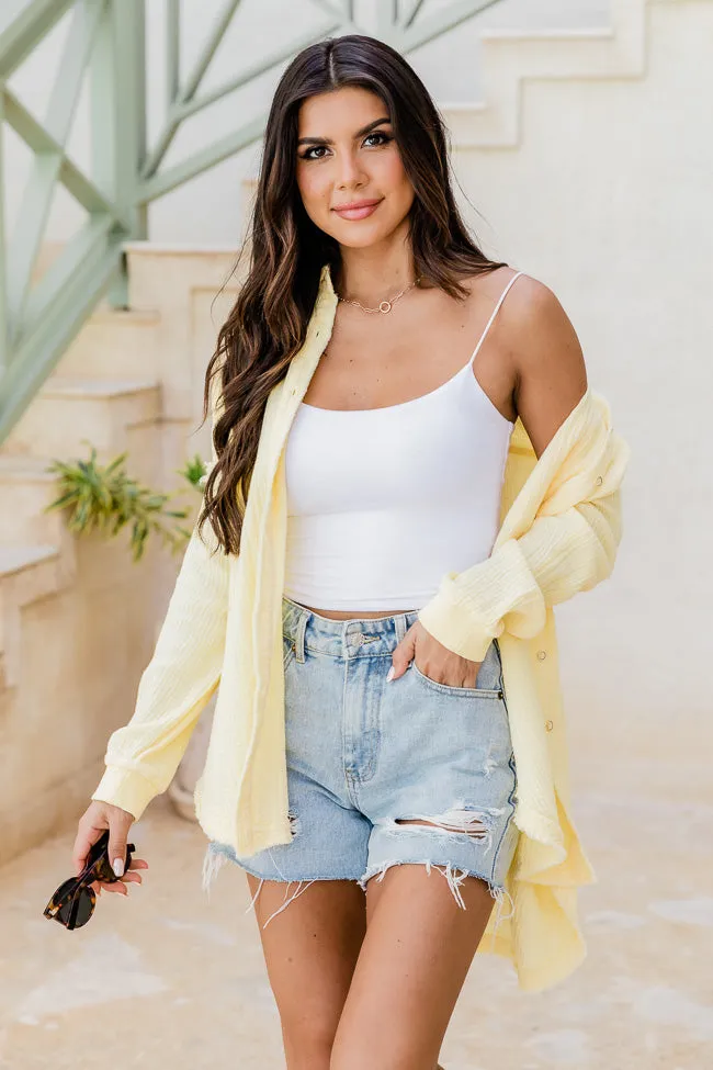 Let Me Adore You Yellow Button Front Gauze Blouse