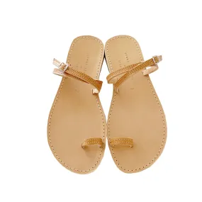 LIA SANDALS TANNED WITH BEIGE STITCHES