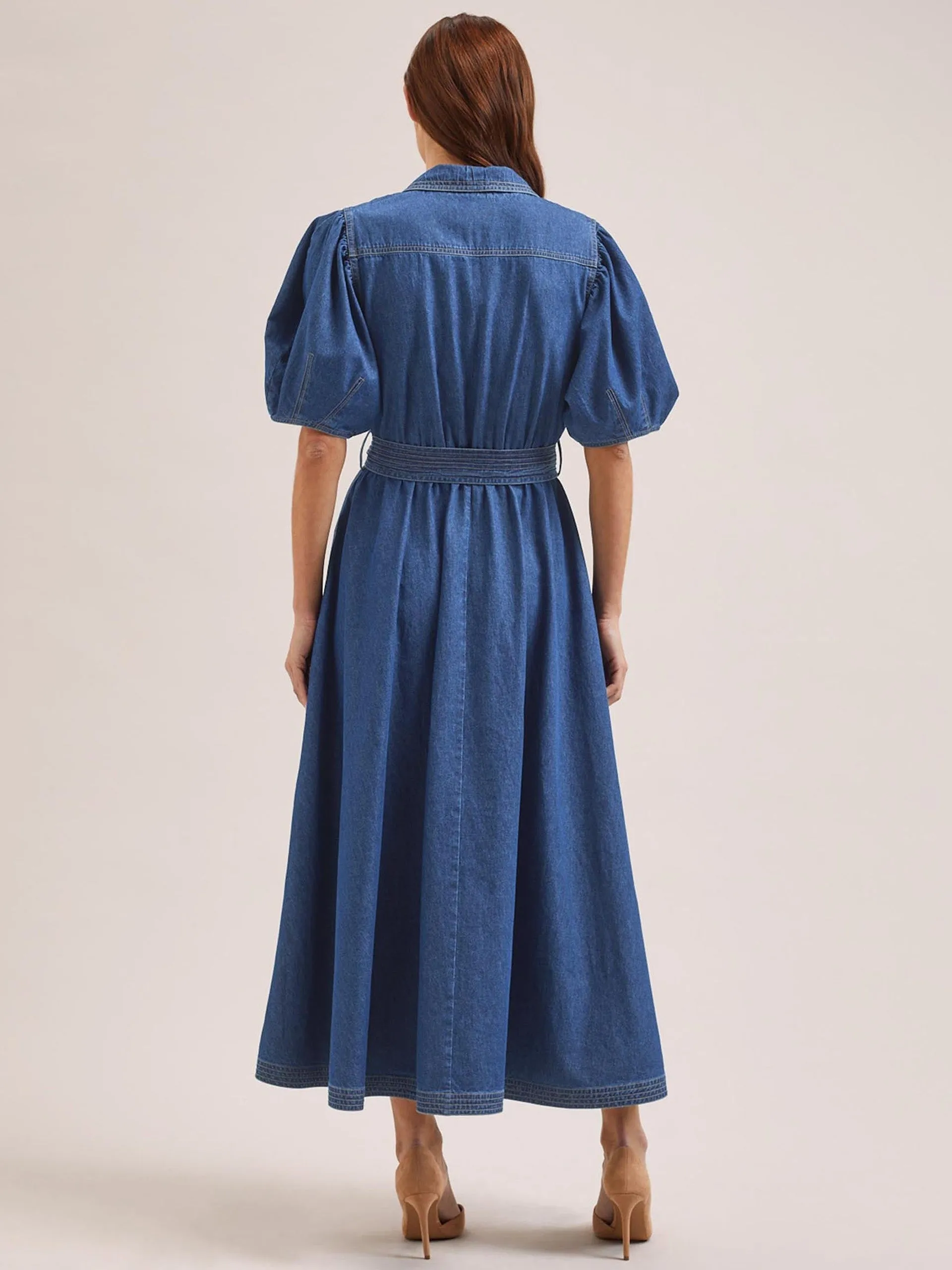 Light blue Wren denim maxi dress