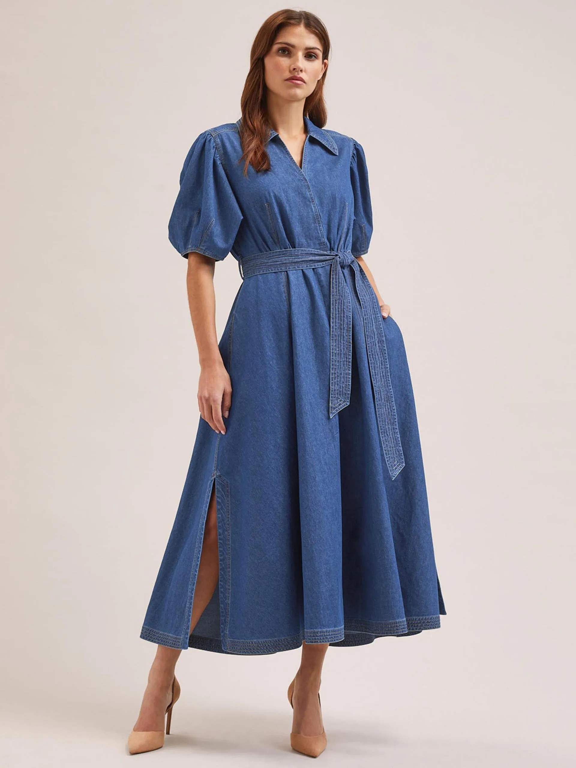 Light blue Wren denim maxi dress