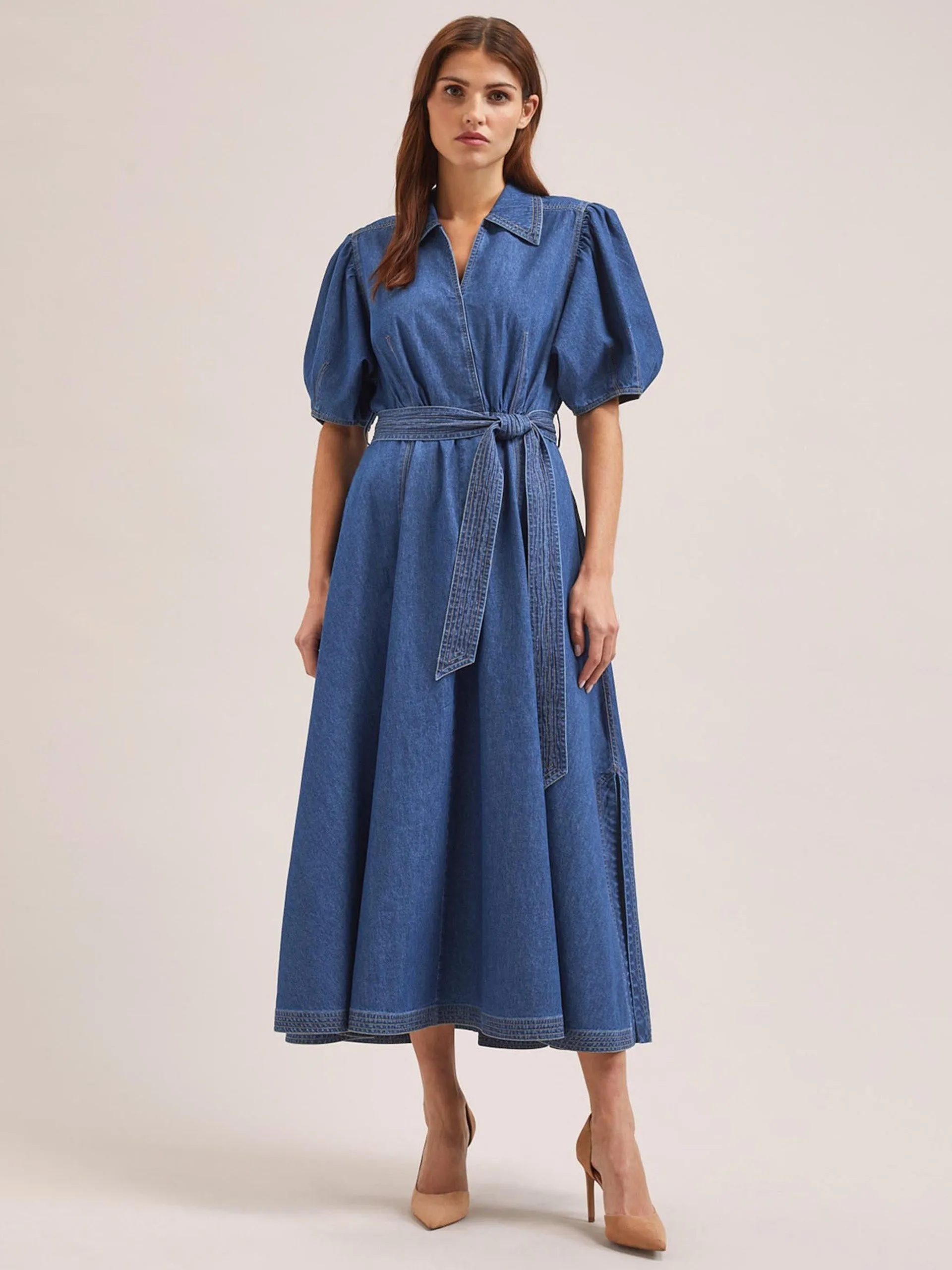 Light blue Wren denim maxi dress