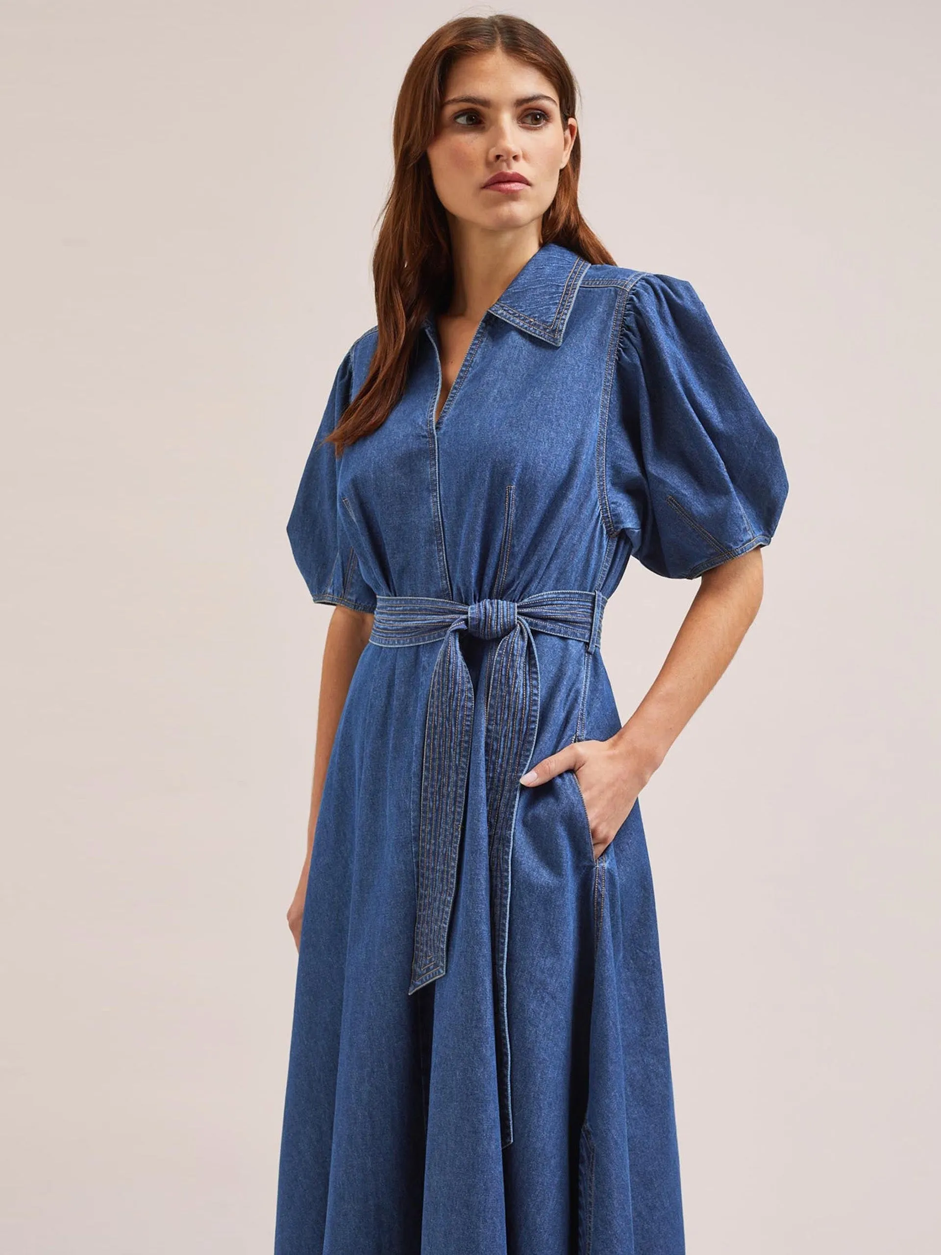 Light blue Wren denim maxi dress