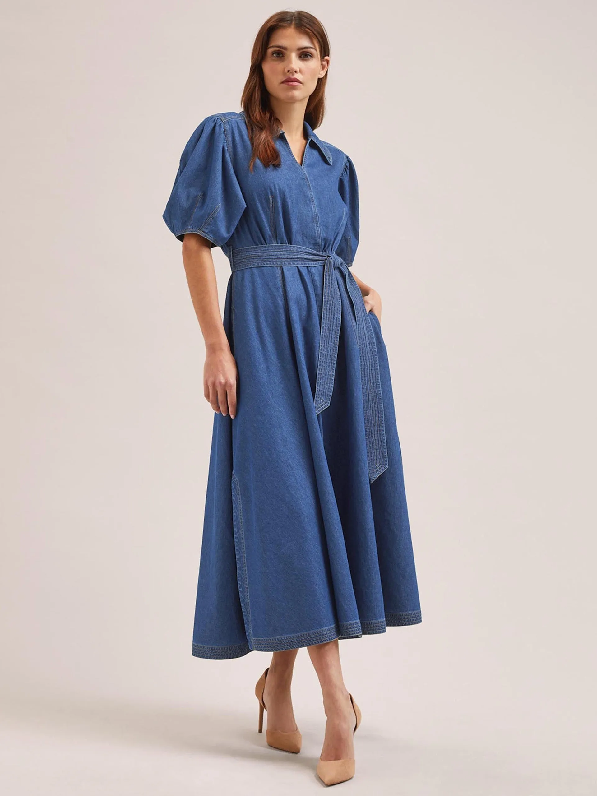 Light blue Wren denim maxi dress