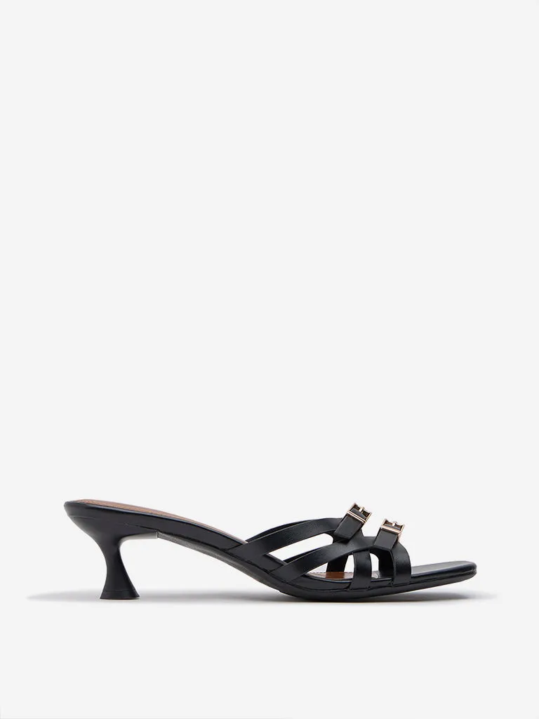 LUNA BLU Black Multi-Strap Heel Sandals