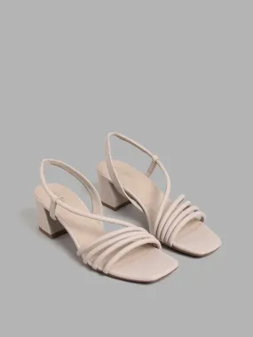 LUNA BLU Solid Ivory Block Sandals