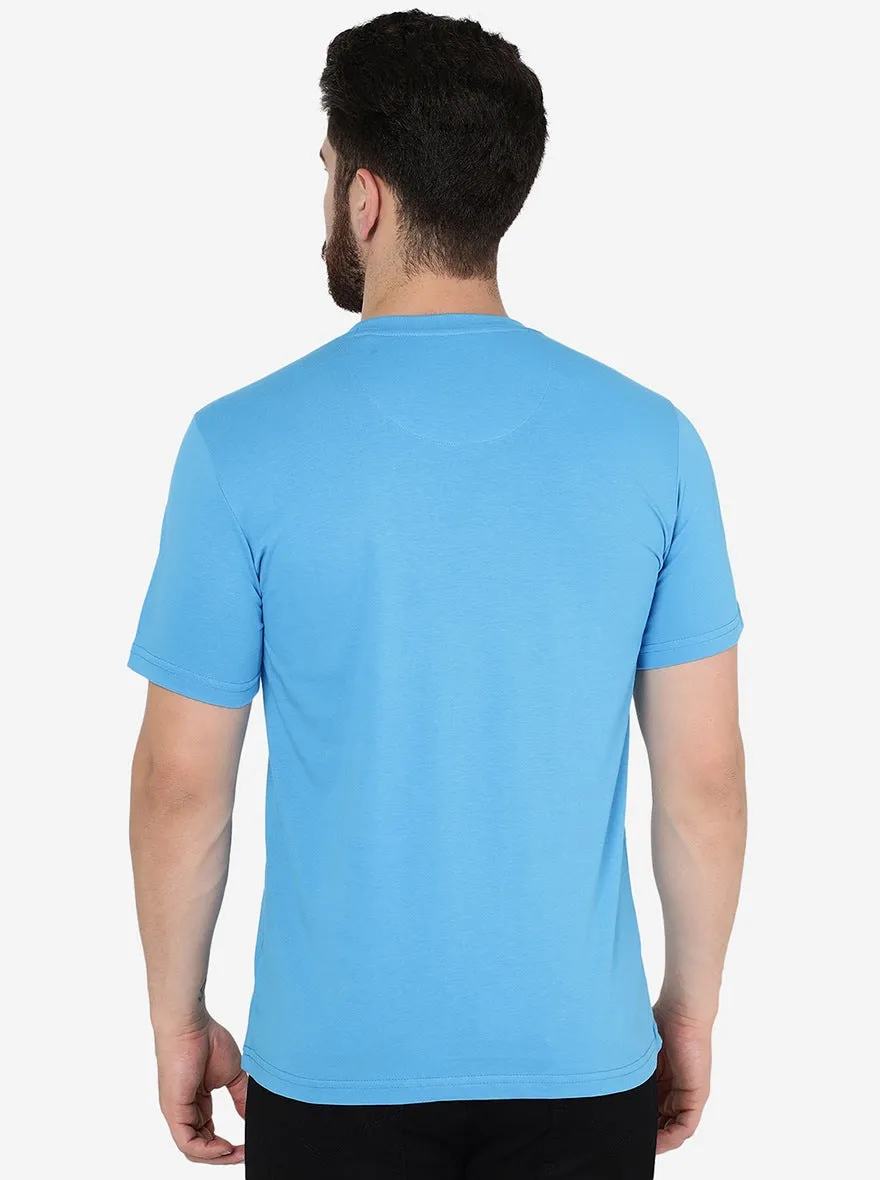 Malibu Blue Solid Slim Fit T-Shirt | JadeBlue