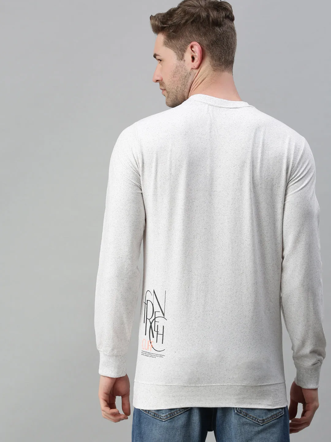 Men Solid Cream Sweatshirt