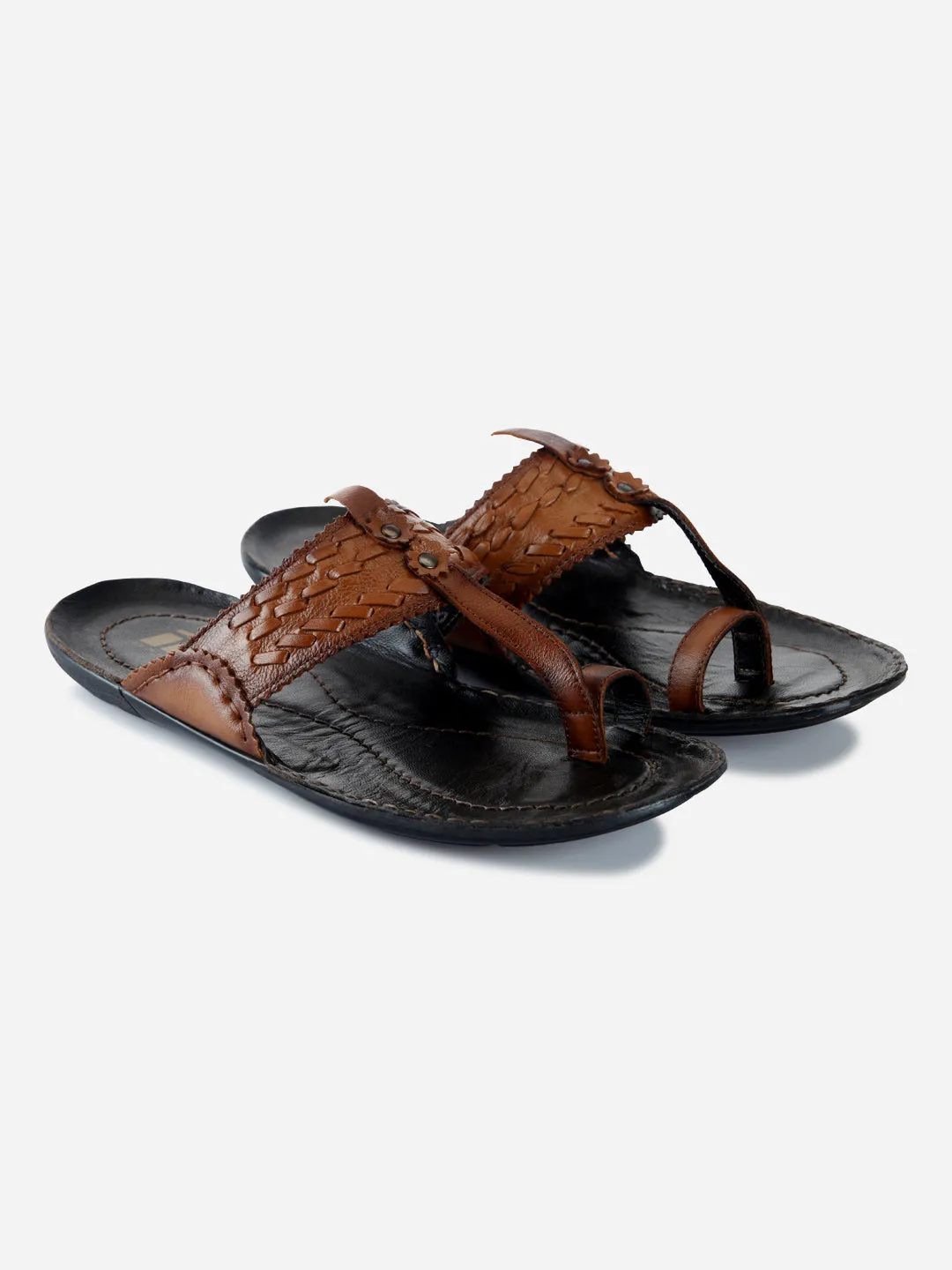 Men's Tan Kolapuri Style Ethnic Slipper (ID4068)