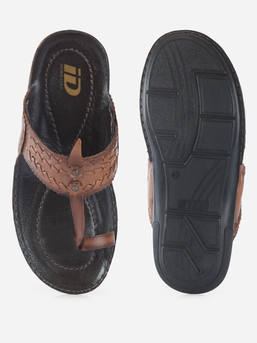 Men's Tan Kolapuri Style Ethnic Slipper (ID4068)