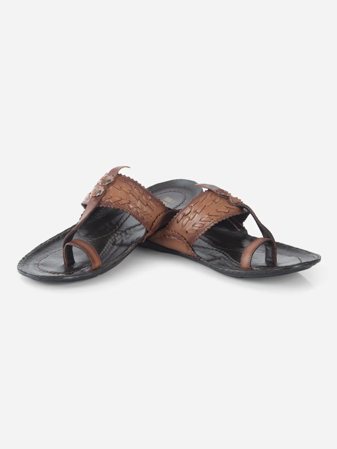 Men's Tan Kolapuri Style Ethnic Slipper (ID4068)