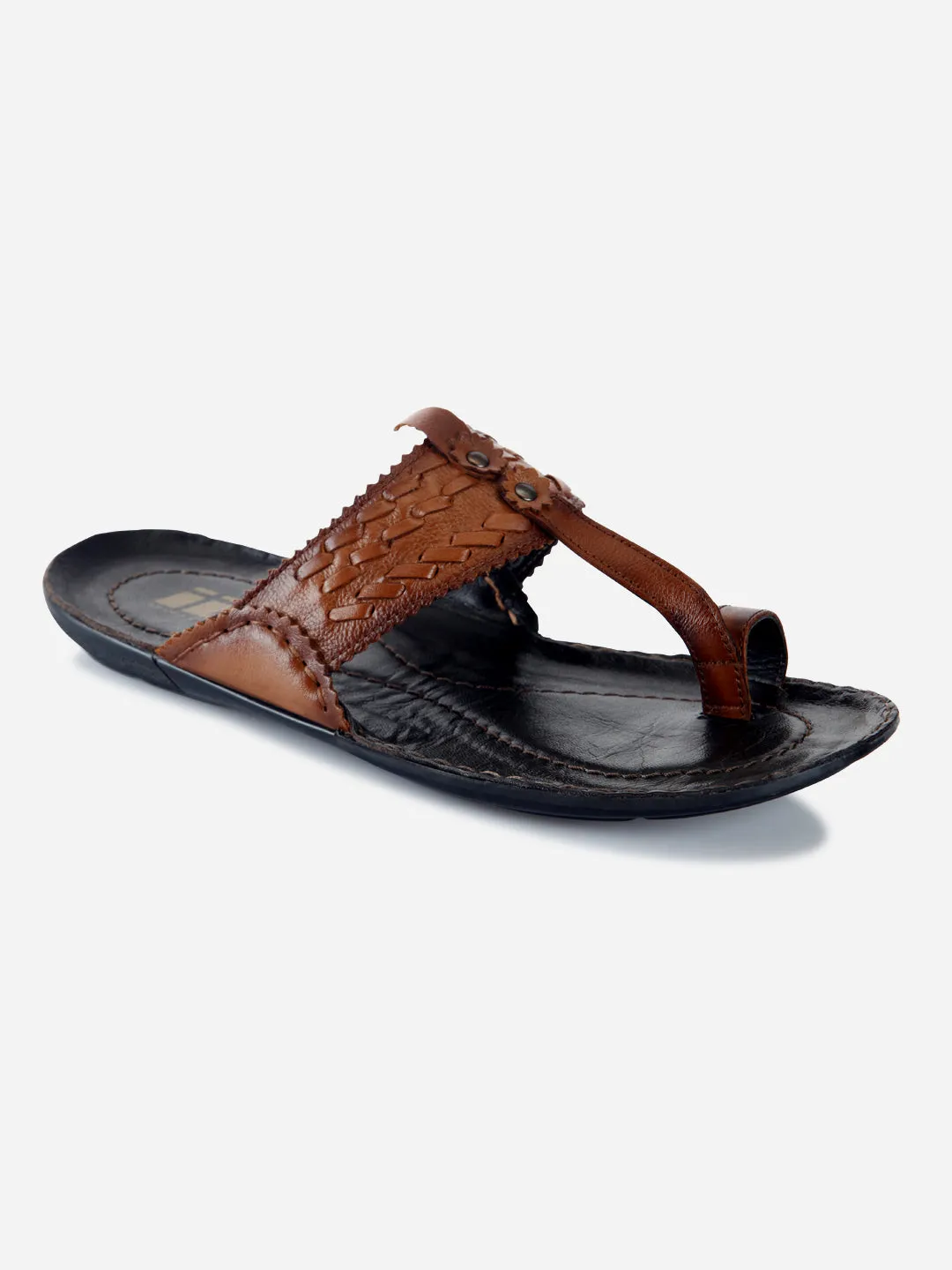 Men's Tan Kolapuri Style Ethnic Slipper (ID4068)