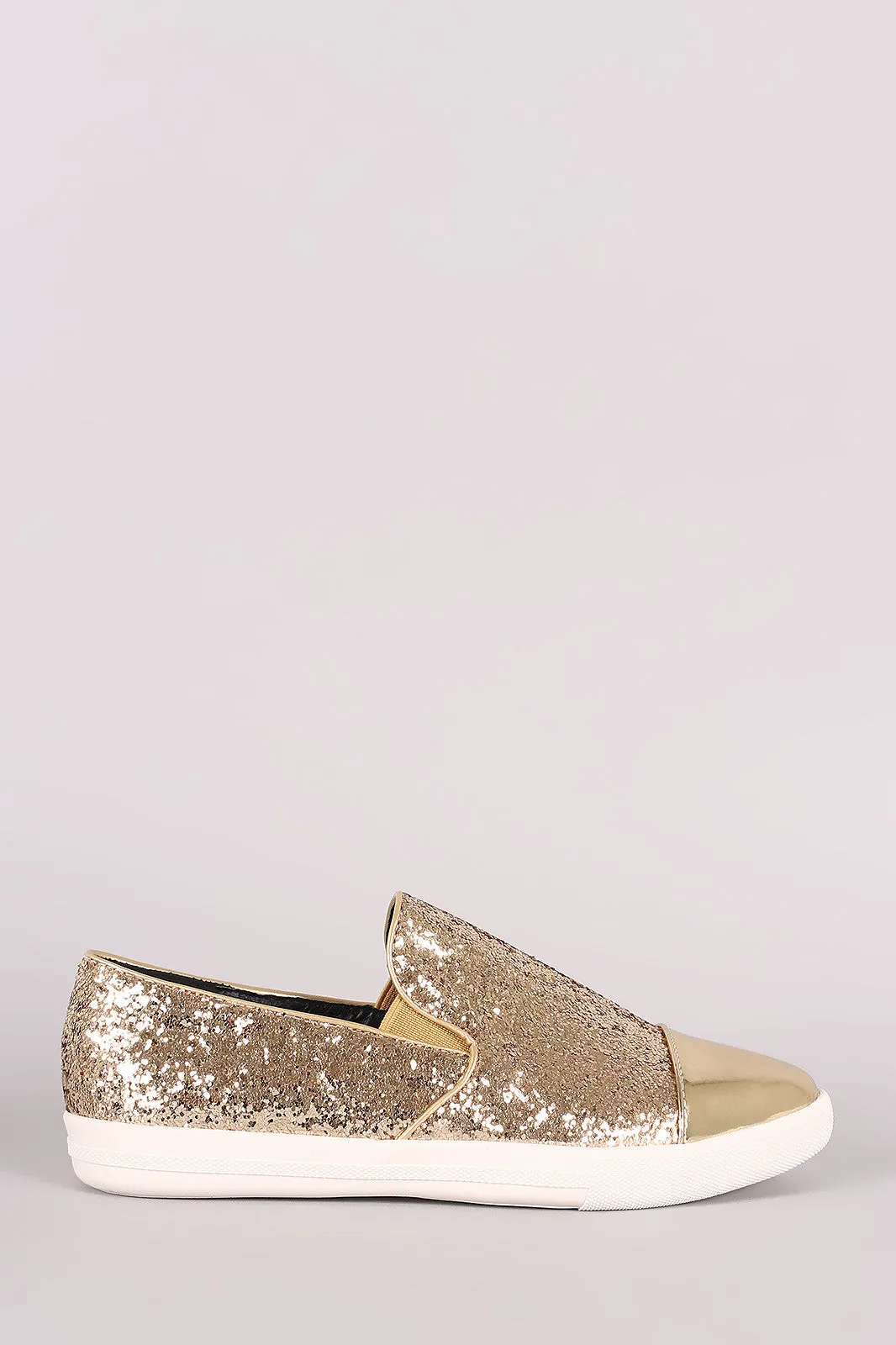 Metallic Glitter Almond Toe Slip-On Loafer Sneaker