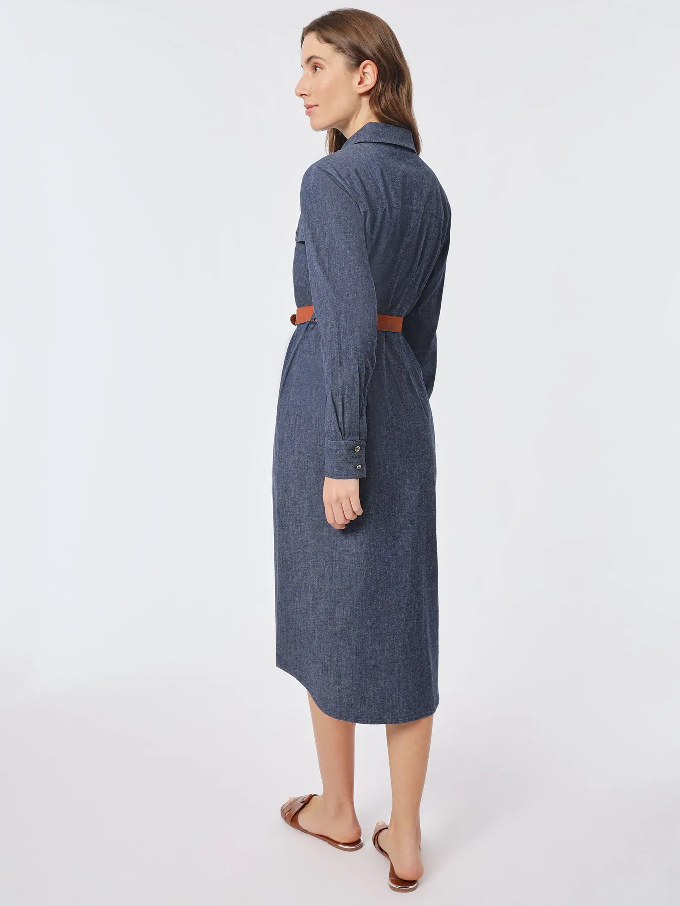 Midi Belted Denim Dress